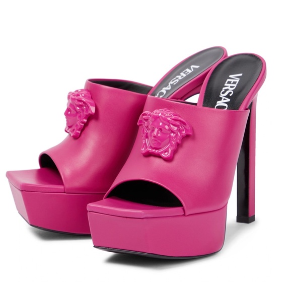 Versace Shoes - New! VERSACE La Medusa Logo Platform Heels Mules